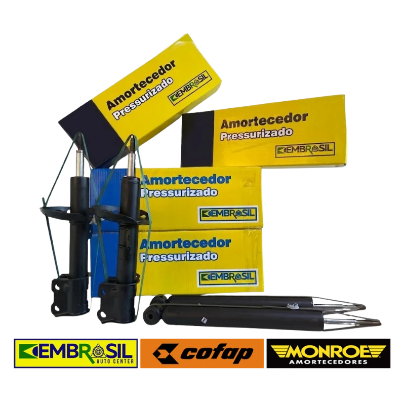 Kit completo de amortecedores pressurizados Embrasil, com as marcas Embrasil, Cofap e Monroe